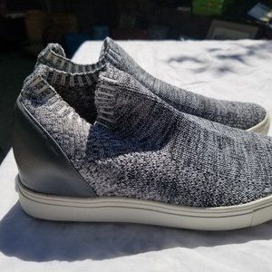 Steve Madden Women's Size 8 M Platform Fabric Sock Grey Woven Shoes Sneakers EUC